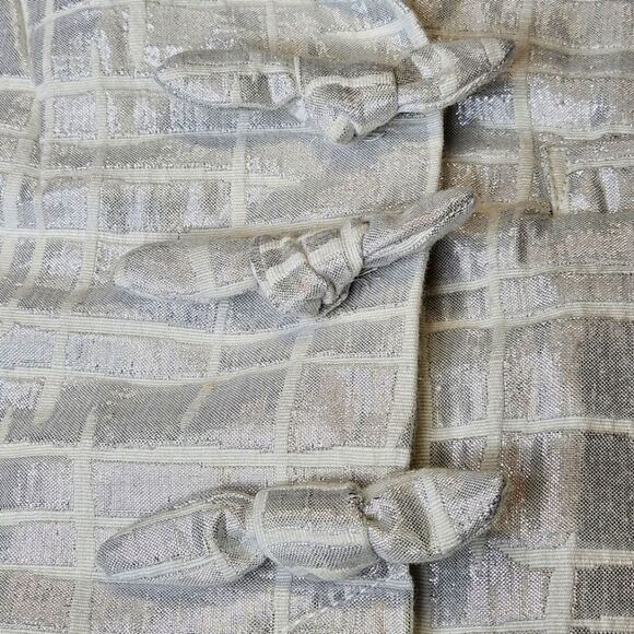 Lerario Beatriz Silver Metallic & White Capped Sleeve Abstract Print Vest Blouse - Picture 3 of 12